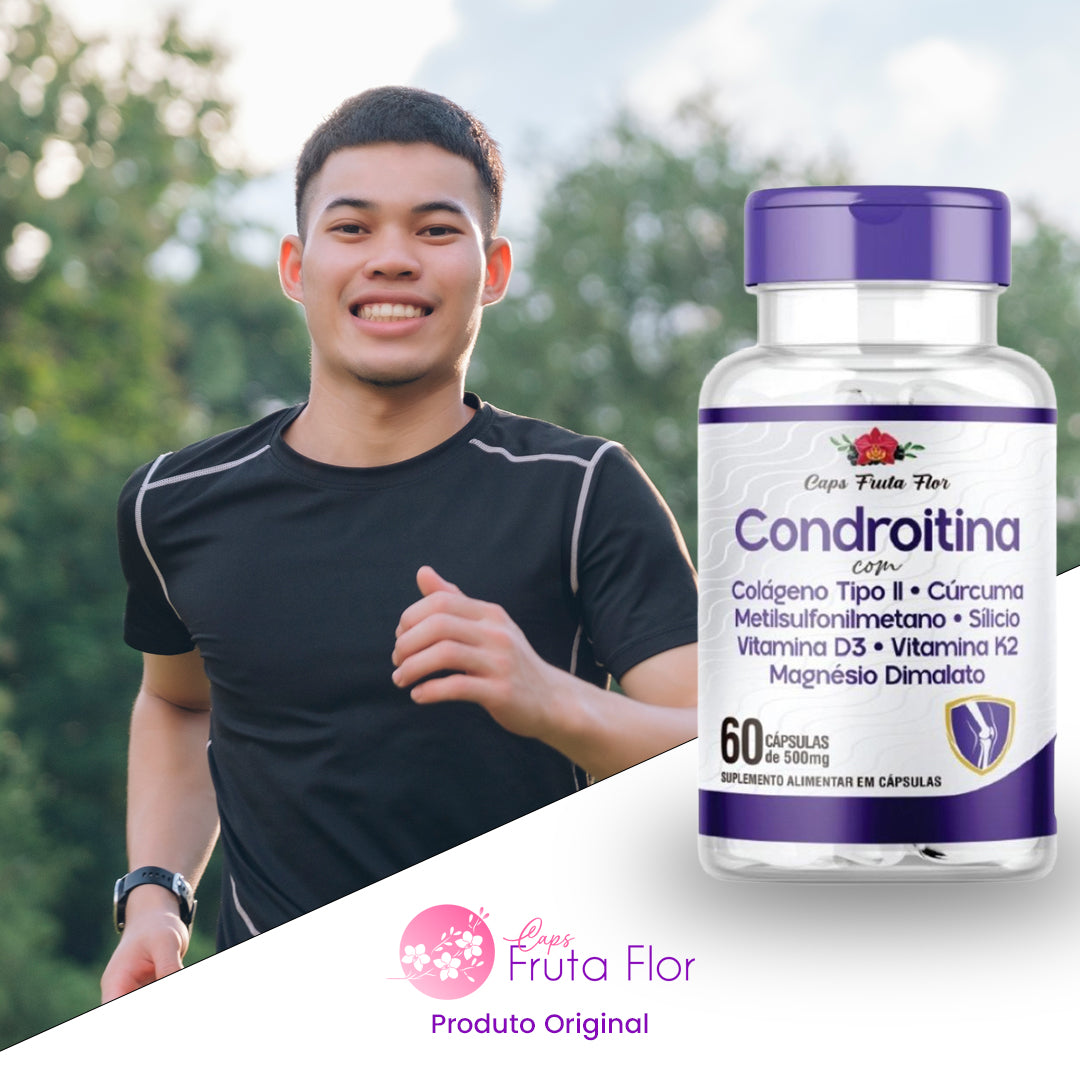 Kit 4 Frascos Condroitina 500mg 240 Cápsulas Colágeno Cúrcuma Metilsulfonilmetano Silício V d3 V K2 Magnésio - Caps Fruta Flor