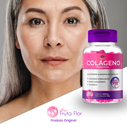 Colagéno Hidrolisado Caps Fruta Flor 500mg 60 Cápsulas Acido hialuronico + Vitamina C + Trans Resveratrol + Zinco